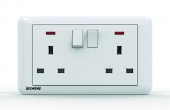 Ổ Cắm Đôi Chuẩn BS + Công Tắc Có Đèn Neon